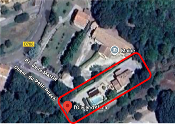 Vue aérienne Google du gîte L'olivier d'Alana